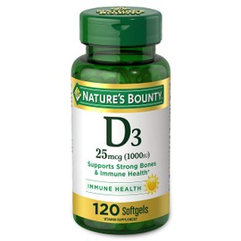 Nature's Bounty Vitamin D3 1000 100 mg Soft Gels, 120 Count