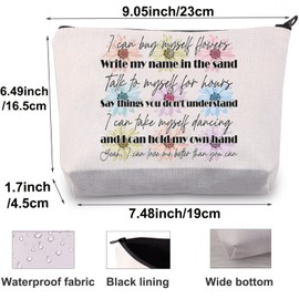 BWWKTOP Song Lyrics Makeup Bag Singer Album Gifts I Can Buy Myself Flowers Write My Name In The Sand Zipper Pouch For Singer Fans(Buy Myself Flowers)