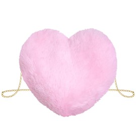 TAXTYHRE Plush Shoulder Bag, Heart Plush Bag, Cute Fluffy Crossbody Bag, Plush Bag for Women and Girls, for Daily Outdoor Travel, Valentine's Day, Birthday Gift, pink