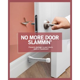 Jack N’ Drill (3 ⅛) Spring Door Stopper (50 Pack) | Flexible Heavy Duty Door Stop for Home and Office - Rustproof, Bendable Spring Steel & Durable Rubber Tips