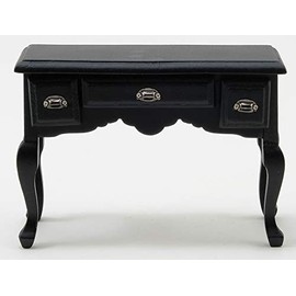 Melody Jane Classics by Handley Dollhouse Miniature Black Desk with Pewter Drawer Pulls