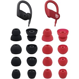 Rqker Ear Tips Compatible with Powerbeats High-Performance Earbuds, 8 Pairs S/M/L/D Sizes Replacement Ear Tips Earbud Covers Eartips Compatible with Powerbeats High-Performance, 8 Pairs, BlackRed