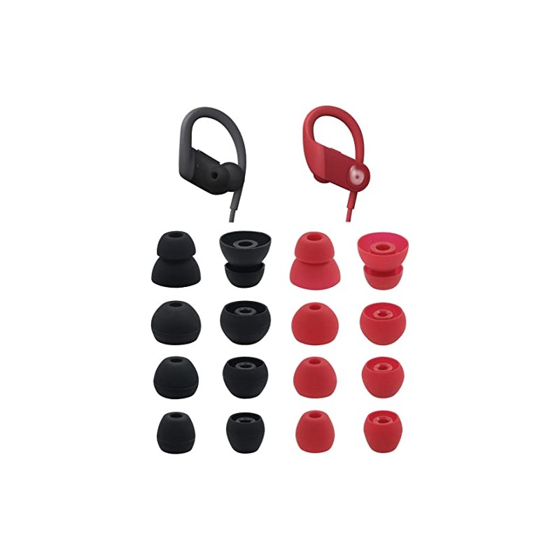 Rqker Ear Tips Compatible with Powerbeats High-Performance Earbuds, 8 Pairs