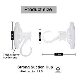 3 Pack Clear Suction Cup Hooks, Heavy-Duty Reusable Wreath Hangers for Glass Windows Smooth Doors, Waterproof Suction Cup Hooks for Shower Bathroom kitchenware and Christmas Wreaths,Up to 15 lbs (3)