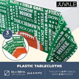 Football Plastic Tablecloth for Game Day Party (Green, 3 Pack)