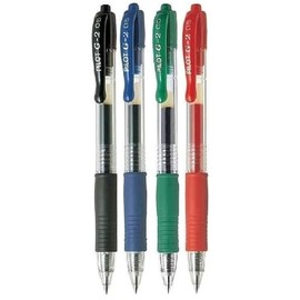Pilot G2 Assorted Pack Retractable Rollerball Pen Pens Extra Fine Gel Ink Refillable 0.5mm Nib Tip 0.3mm Line G2-5 (1 Of Each Colour - 4 Pens - Black Blue Red Green)