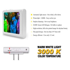 Plug in Dimmable LED Night Light with Dusk to Dawn Auto Sensor, Adjustable Brightness, Warm Light, Auto On-Off Nightlight for Bathroom, Hallway, Nursery, Bedrooms - Parrot Painting
