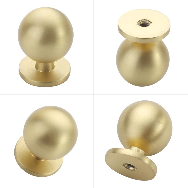 9BUILD 10 Pack 1.2 Inch Brushed Brass Cabinet Knobs Kitchen