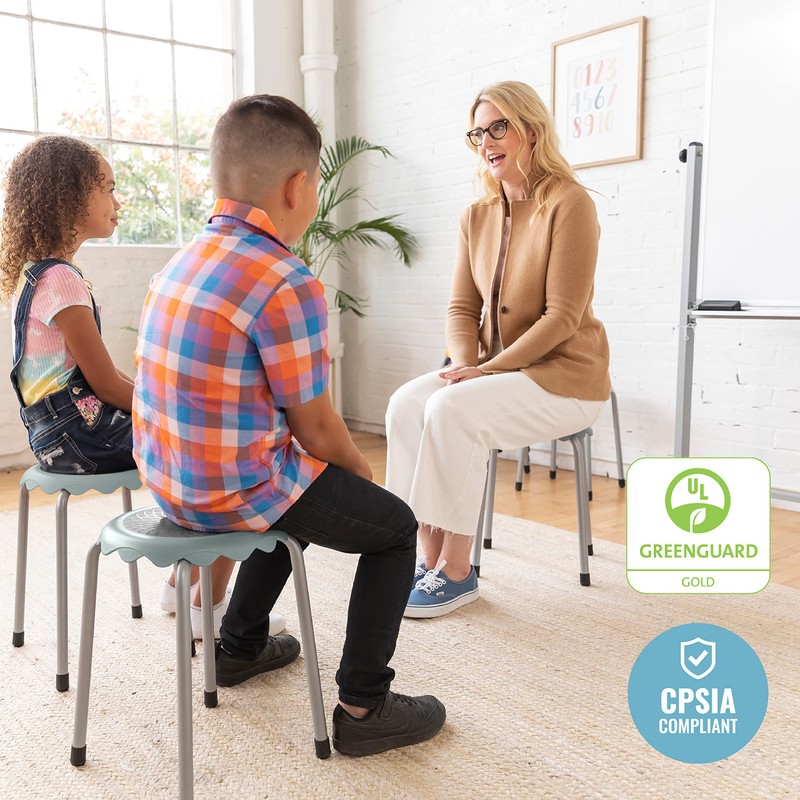 ECR4Kids Daisy Stackable Stool Set, Flexible Seating, Light Grey, 8-Piece