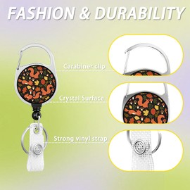 Badge Holder with Retractable and Detachable Lanyard,Cute Squirrel Badge Reel Breakaway Lanyard with Carabiner Clip for Women, Teachers, Nurses, Students, Perfect Work and Office