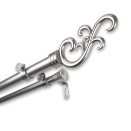 Rod Desyne 100-63-665-D Madeline Double Curtain Rod, 66-120", Satin Nickel
