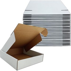 8x8x2 Inches Shipping Boxes Set of 25,White Corrugated Mailing Cardboard Box Literature Mailer for Packing Small Business Moving Storage, E-Commerce Packaging Mailing Boxes Gift Boxes for Presents