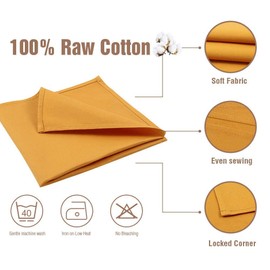 Gold Cloth Napkins Set of 12 Cotton,Fall Cloth Napkins,Thanksgiving Decorations, Cloth Napkins 100% Cotton Matching Pumpkins Pines, Soft Comfortable Reusable 18"x18" (Harvest Gold)