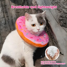 Dog Cones for Small Dogs,Comfortable Adjustable Soft Dog Cone After Surgery，Soft Protective Recovery Cone for Dogs and Cats,Washable Dog Elizabethan Collar Stop Licking Wounds (Donut Pink, L)