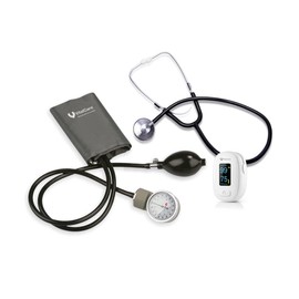 VitalCare  Kit de Diagnóstico con Oxímetro YX300, Baumanómetro Aneroide y Estetoscopio Simple Monitoreo de Signos Vitales                             