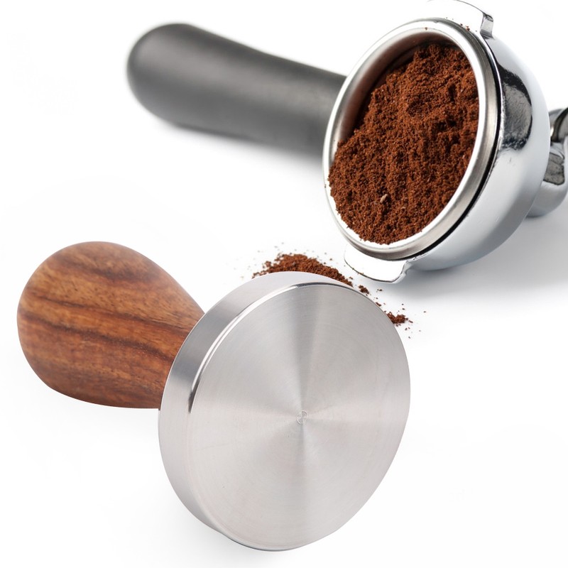 58mm Stainless Steel Coffee Tamper Wooden Handle Powder Pressing Tool