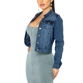 BessCops Women's Jean Jacket Long Sleeve Classic Distressed Fray Hem Tassels Denim Trucker Jackets