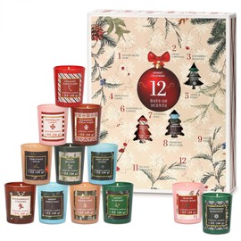 Advent Calendar Candles, 12 Days of Christmas Scented Candles Gifts for Women, 12 Pcs Soy Wax Christmas Candle Set Gift