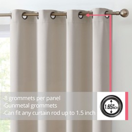 HLC.ME Oxford Beige Curtains 84 Inches Long - Beige Curtains for Living Room, Blackout Energy Savings Curtains, Thermal Insulated Darkening Window Drapery Grommet Panels, Set of 2 (52 W x 84 L, Beige)
