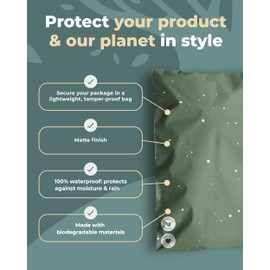 Impack Biodegradable Mailers - Starry Lily Pad Design Flat Shipping Bag, Waterproof-Printed Mailing Bags-Thick Mailing Envelope for Accessories & Clothing, Self Sealing Envelops (25pack, 14.5x19 Inch)