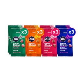 GU Energy Chews, Variety Pack Energy Gummies with Electrolytes, Dairy-Free, On-The-Go Energy for Any Workout, 12 Bags (24 Servings Total)