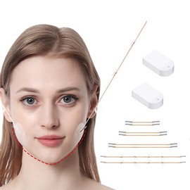 WXYINSPAS 80 Pcs Face Tape Lifting Invisible with String for Wrinkles, Jowls, Neck, Eye, Waterproof High Elasticity V Shape Lift Tape Stickers, Instant Makeup Bands(E-Square)