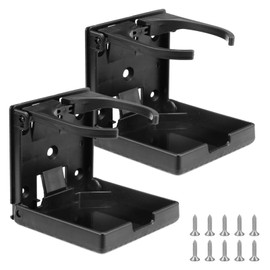 2PCS Folding Cup Holder, Adjustable Car Cup Holders, Cup Holder Fits Cups Within 100mm Diameter, Multifunctional Boat Cup Holders, Boat Accessories (Black)