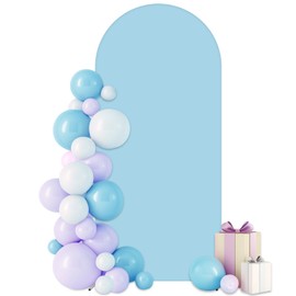 GEWONELIFE 6FT Arch Backdrop Cover,Blue Double-Sided Spandex Fitted Arch Stand Covers Round Top Chiara Arch Backdrop Stands Cover for Gender Reveal Birthday Party Baby Shower Banquet Decoration