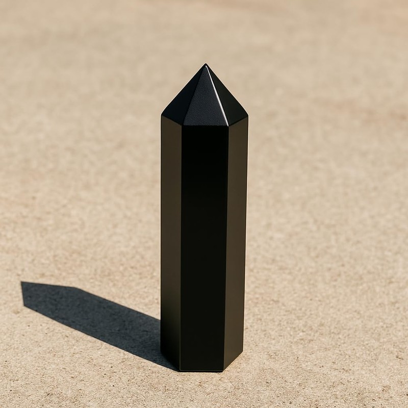 Pandiui23 Stone Tower Obsidian Wand Natural Obsidian Hexagonal Crystal Column