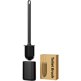 Escobilla de inodoro de silicona de doble cara con cerdas TPR y mango ABS desmontable, cepillo para polvo de inodoro de montaje en pared, cepillos de limpieza flexibles para baño de