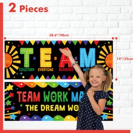 Classroom Banner Poster, 2 PCS Colorful Bulletin Board Decoration Motivational Posters for School & Classroom Kindergarten Preschool Primary Middle High School-Teamwork (Poster Tube Package)