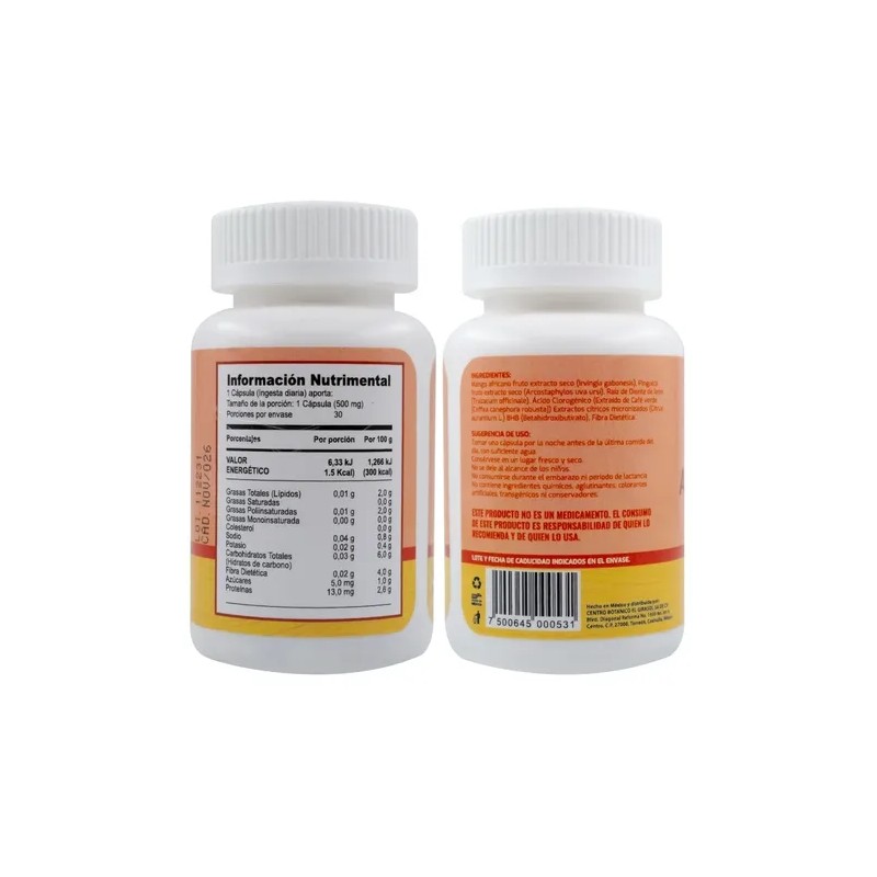 Mango Africano 30 Caps De 500 Mg Control De Peso