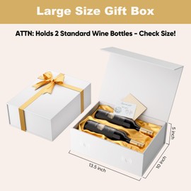 Large White Gift Box with Lids: 13.5×10×5 Inches Packaging with Magnetic Lid - Holds Valentines Christmas Bridesmaid Gifts - Ideal for Couples Friends Family