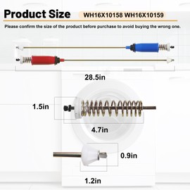 WH16X10158 WH16X10159 4PCS Washer Suspension Rod Set Compatible with G-E Hot-point Washer Replace PS3654190 AP5632455 PS3654191 2754602 GTWN2800D2WW HSWP1000M4WW