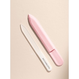 Kia-Charlotta, Vegan Glass Nail File, Made in Germany, Premium Quality, 100% Glass, Vegan and Elegant Velvet Case (Pink)