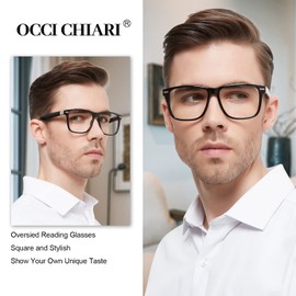 OCCI CHIARI Large Frame Reading Glasses Men 3.5+ Comfortable Big Readers 1.0 1.25 1.5 1.75 2.0 2.25 2.5 2.75 3.0 3.5 4.0 5.0 6.0