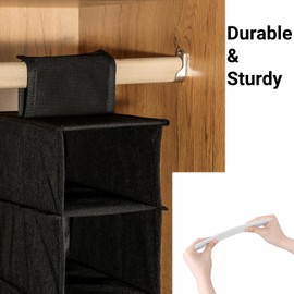 Gurajo Hat Organizer Hanger, Hat Rack for Baseball Caps, Hanging Closet Organizer with 10 Pockets & Cover, Foldable Hat Storage Hanger Holder for Closet, Shelf (Black)