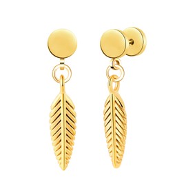 Yumilok Earrings Stainless Steel Men's Feather Earrings Circle Earrings Women's Stud Earrings Fake Plugs Ear Cheater Tunnel Gauges Ear Piercing Stainless Steel Ear Cartilage Piercing, Stainless Steel