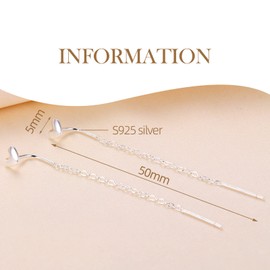 925 Sterling Silver Chain Earrings for Women,18K gold plated Threader Earrings for Women,Long Dangle Drop Earrings for Women Teen Girls (silver)