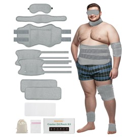 10 Pcs Castor Oil Pack Wrap, Plus Size for Men & Women, XL Reusable Castor Oil Pack Set for Eyes Neck Stomach Waist Knees Legs Feet, Flannel Cotton, Anti Oil Leak, Machine Washable (Light Gray)