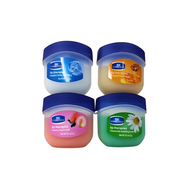 4 Bálsamos Frutales Labios Hidratante Tipo Vaselina Mini