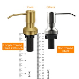 Sink Soap Dispenser for Kitchen Sink, Countertop Built in Sink Soap Dispenser with 47”Extension Tube kit, No Need to Fill The Little Bottle Again (Golden)