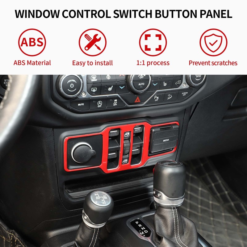 SQQP Center Console Window Control Switch Button Panel Cover Fit
