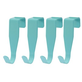 Cionyce Over Cabinet Door Hook, 4 Pack Carbon Steel Door Hanger for Kitchen Cabinet Bathroom Door(Blue)