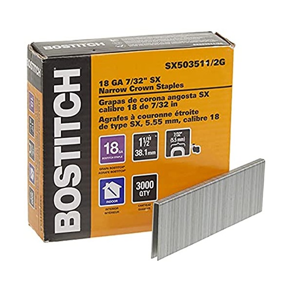 BOSTITCH SX50351/2G-7M 1-1/2-Inch by 18 Gauge by 7/32-Inch Crown Finish Staple (3,000 per Box)