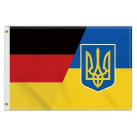 Large 60 x 90 cm Germany Ukraine Flag, 2 x 3 ft Medium 150D German Ukrainian Banner, Durable Doube Side Print Decor Brass Eyelets Medium Germany Ukraine