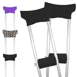 Underarm Crutch Pad and Hand Grip Covers Universal Forearm Handle Padded Cushion Padding for Walking Arm Crutches for Standard Aluminum Crutches (Black)