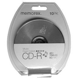 Memorex Cool Colors 10-Pack 40x CD-R Disc Blister - Multicolor
