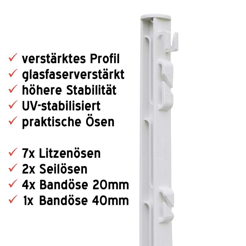 VOSS.farming 20 x Plastic Stakes, 74 cm, White Pasture Fence,