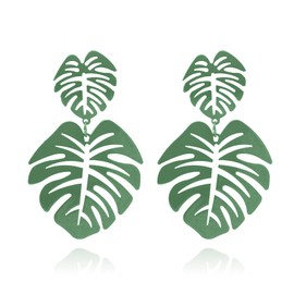 Palm Leaf Earrings for Women,Bohemia Tropical Plant Palm Leaf Dangle Earrings Colorful Monstera Leaves Eardrop Earrings for Women Jewelry (Green)